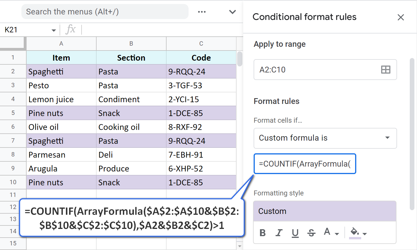 Resalte duplicados en Google Sheets: formato condicional versus complemento