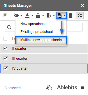 Divida una tabla o un archivo de Google en varias hojas de cálculo o de Google en Drive