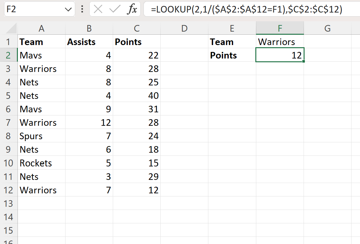 Excel: use BUSCARV para devolver el último valor coincidente