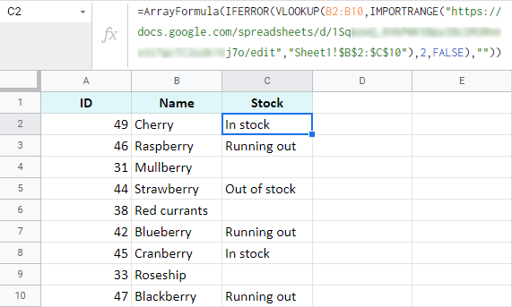 Fusiona 2 hojas de Google y actualiza datos según registros comunes