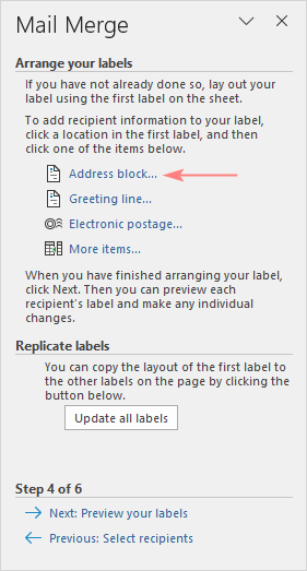 Cómo combinar correspondencia e imprimir etiquetas de Excel a Word