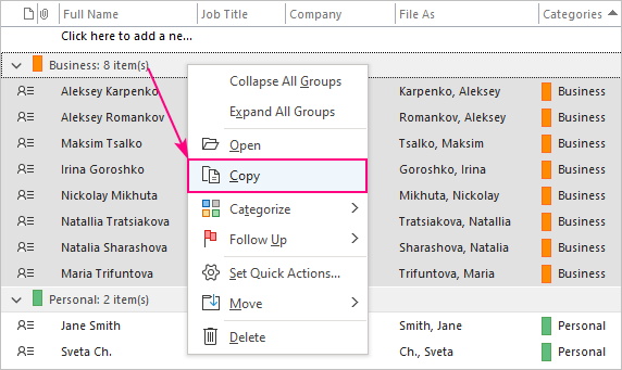 Cómo exportar contactos de Outlook
