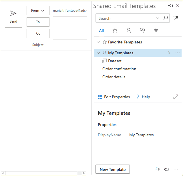 Cree plantillas de correo electrónico de Outlook que se puedan completar a partir de conjuntos de datos