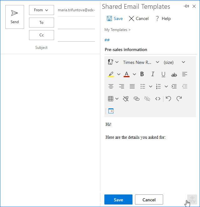 Cree plantillas de correo electrónico de Outlook que se puedan completar a partir de conjuntos de datos