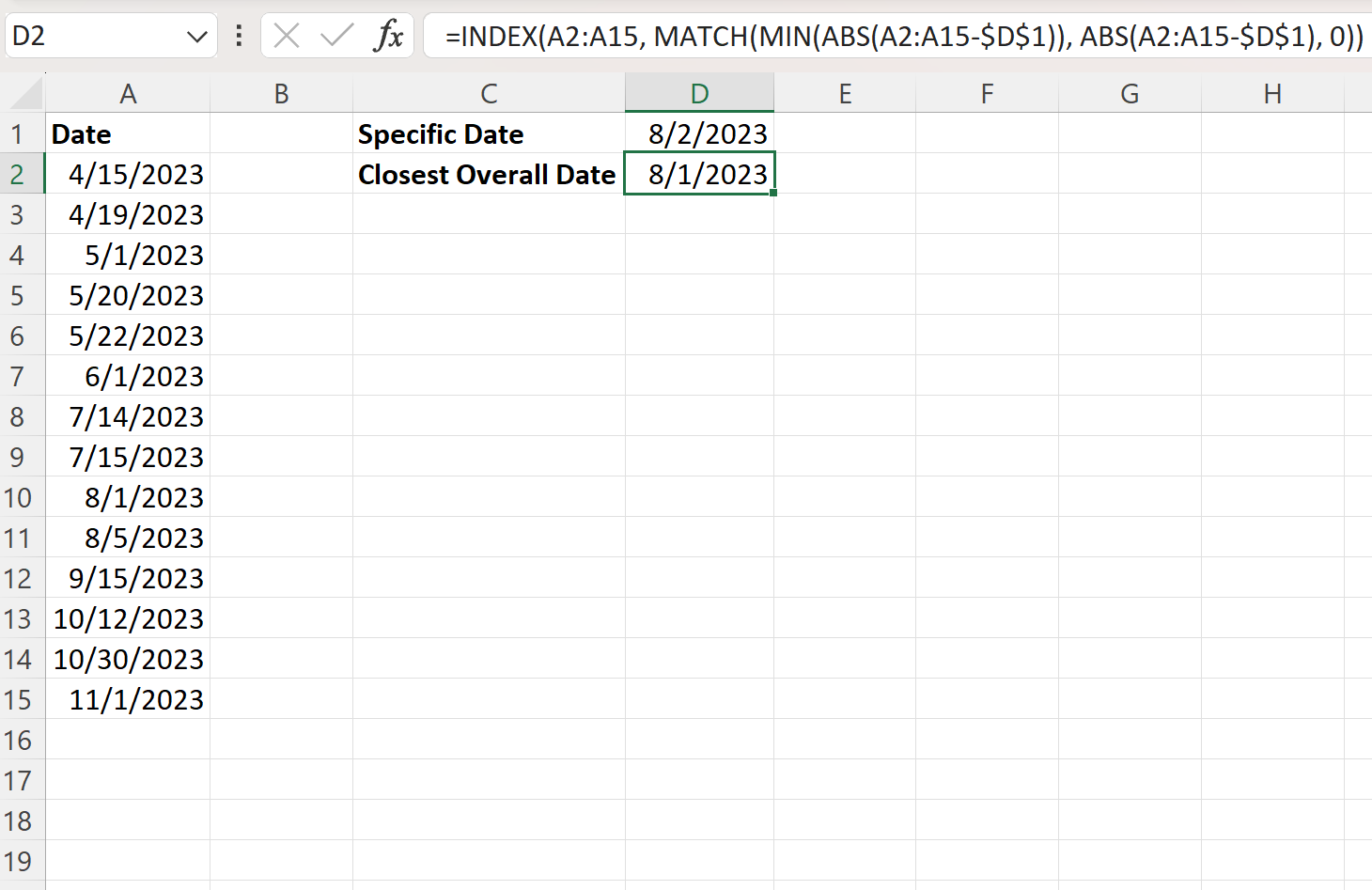 Cómo encontrar la fecha más cercana en Excel (con ejemplos) Cómo encontrar la fecha más cercana en Excel (con ejemplos)