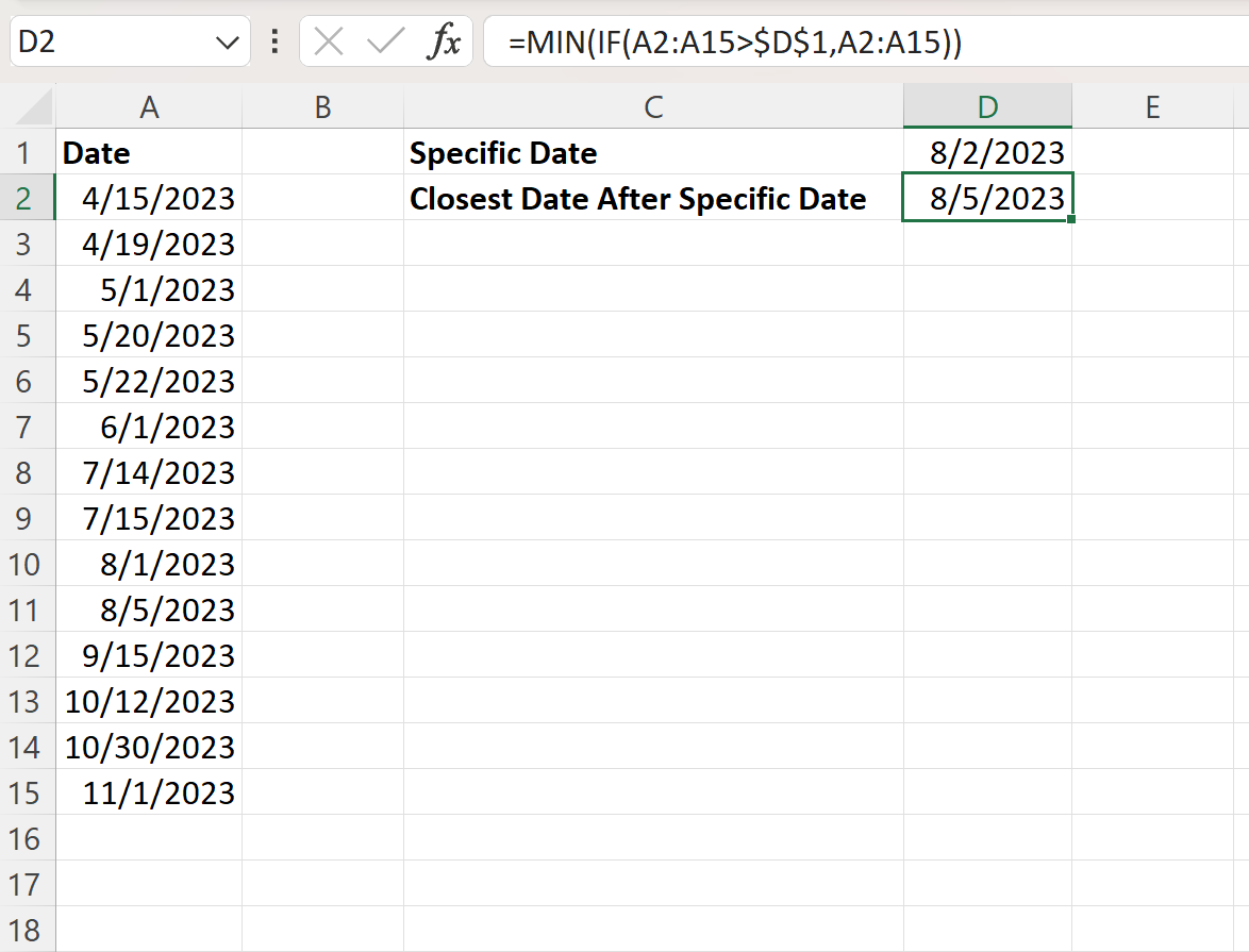 Cómo encontrar la fecha más cercana en Excel (con ejemplos) Cómo encontrar la fecha más cercana en Excel (con ejemplos)