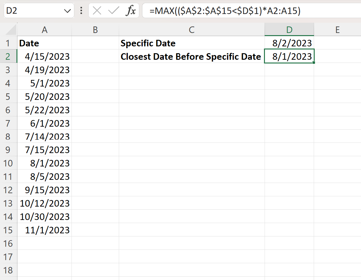 Cómo encontrar la fecha más cercana en Excel (con ejemplos) Cómo encontrar la fecha más cercana en Excel (con ejemplos)