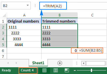 Función TRIM de Excel: forma rápida de eliminar espacios adicionales Función TRIM de Excel: forma rápida de eliminar espacios adicionales