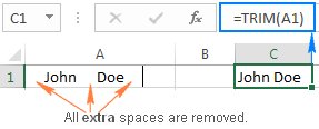 Función TRIM de Excel: forma rápida de eliminar espacios adicionales Función TRIM de Excel: forma rápida de eliminar espacios adicionales