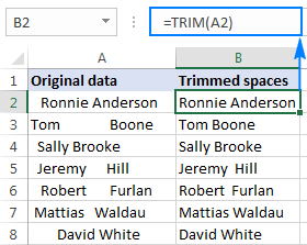 Función TRIM de Excel: forma rápida de eliminar espacios adicionales Función TRIM de Excel: forma rápida de eliminar espacios adicionales