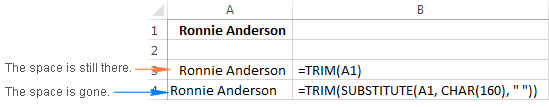 Función TRIM de Excel: forma rápida de eliminar espacios adicionales Función TRIM de Excel: forma rápida de eliminar espacios adicionales