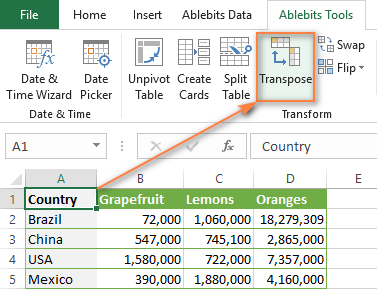 Cómo cambiar columnas y filas en Excel