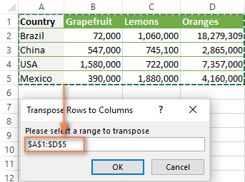 Cómo cambiar columnas y filas en Excel