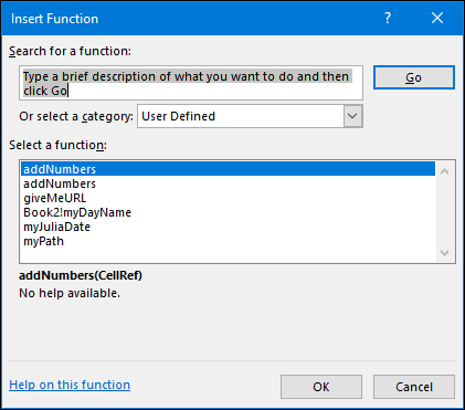 Función definida por el USUARIO de Excel con VBA (UDF)