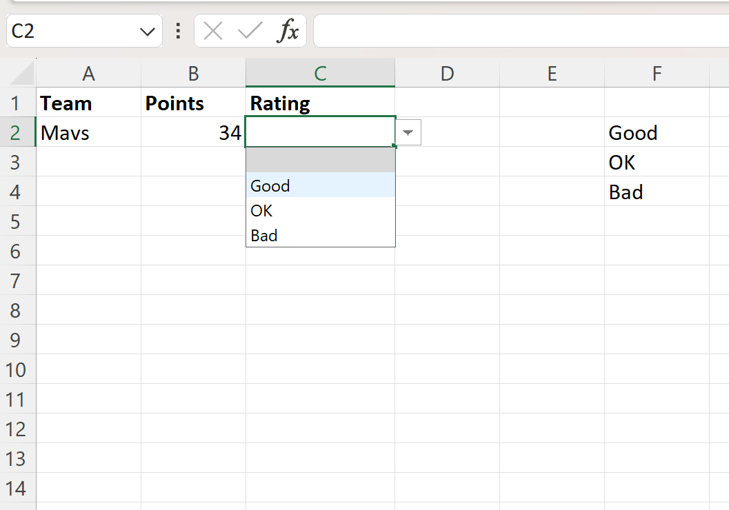 Excel: cómo agregar una opción en blanco en la lista desplegable