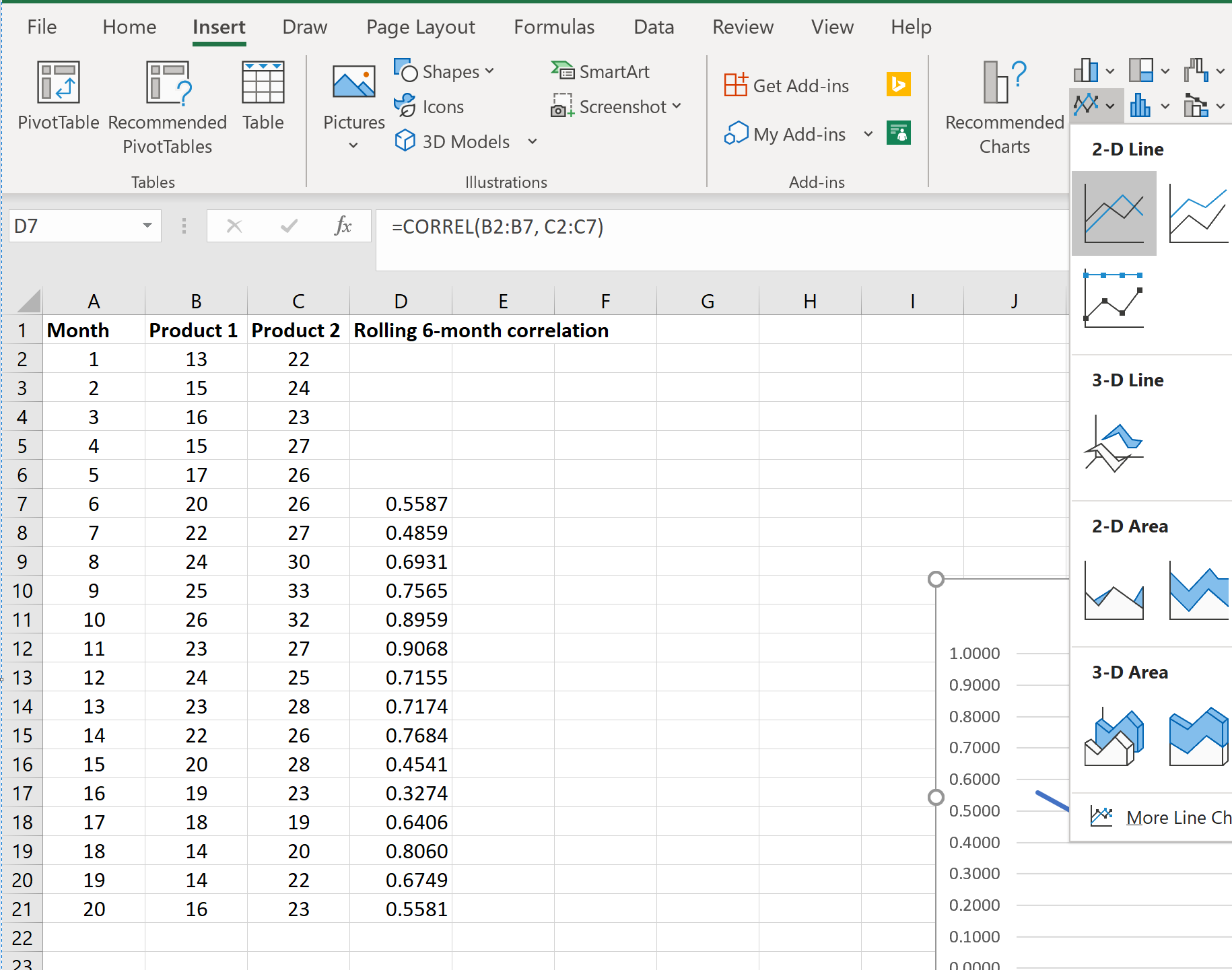 Cómo calcular la correlación móvil en Excel Cómo calcular la correlación móvil en Excel