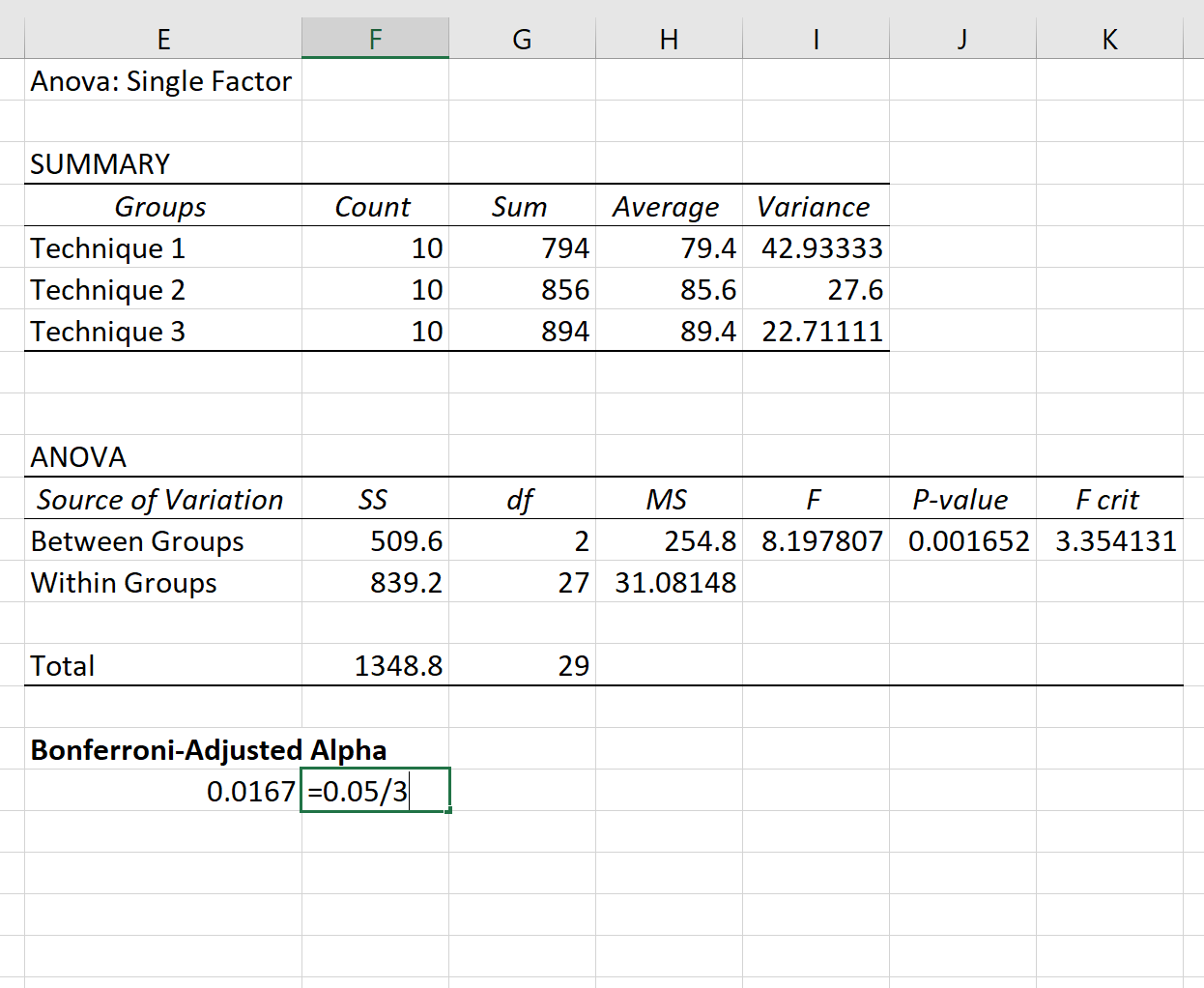 Cómo realizar una corrección de Bonferroni en Excel Cómo realizar una corrección de Bonferroni en Excel