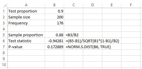 Cómo realizar una prueba Z de una proporción en Excel Cómo realizar una prueba Z de una proporción en Excel