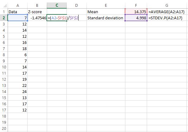 Cómo calcular puntuaciones Z en Excel