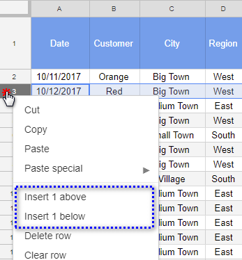 Agregue filas en Google Sheets, elimine, congele o desbloquee líneas