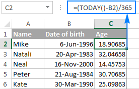 Cómo calcular la edad en Excel a partir del cumpleaños