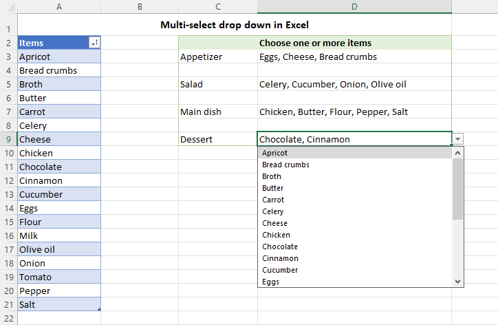 Cómo crear una lista desplegable de selección múltiple en Excel