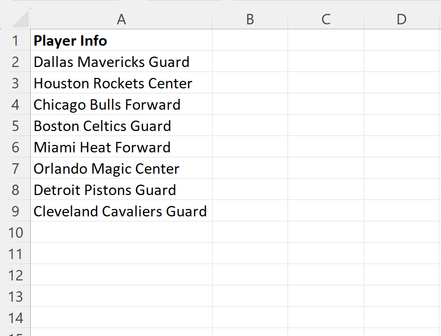 Cómo dividir texto por espacios en Excel (con ejemplo)