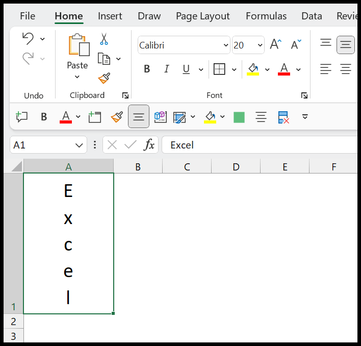 Cómo escribir (escribir) verticalmente en Excel