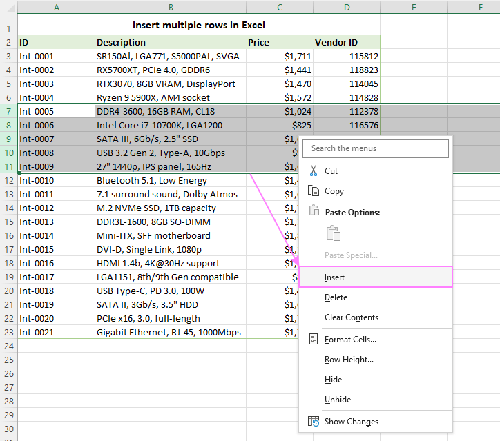 Cómo insertar varias filas en Excel con acceso directo y otras formas Cómo insertar varias filas en Excel con acceso directo y otras formas