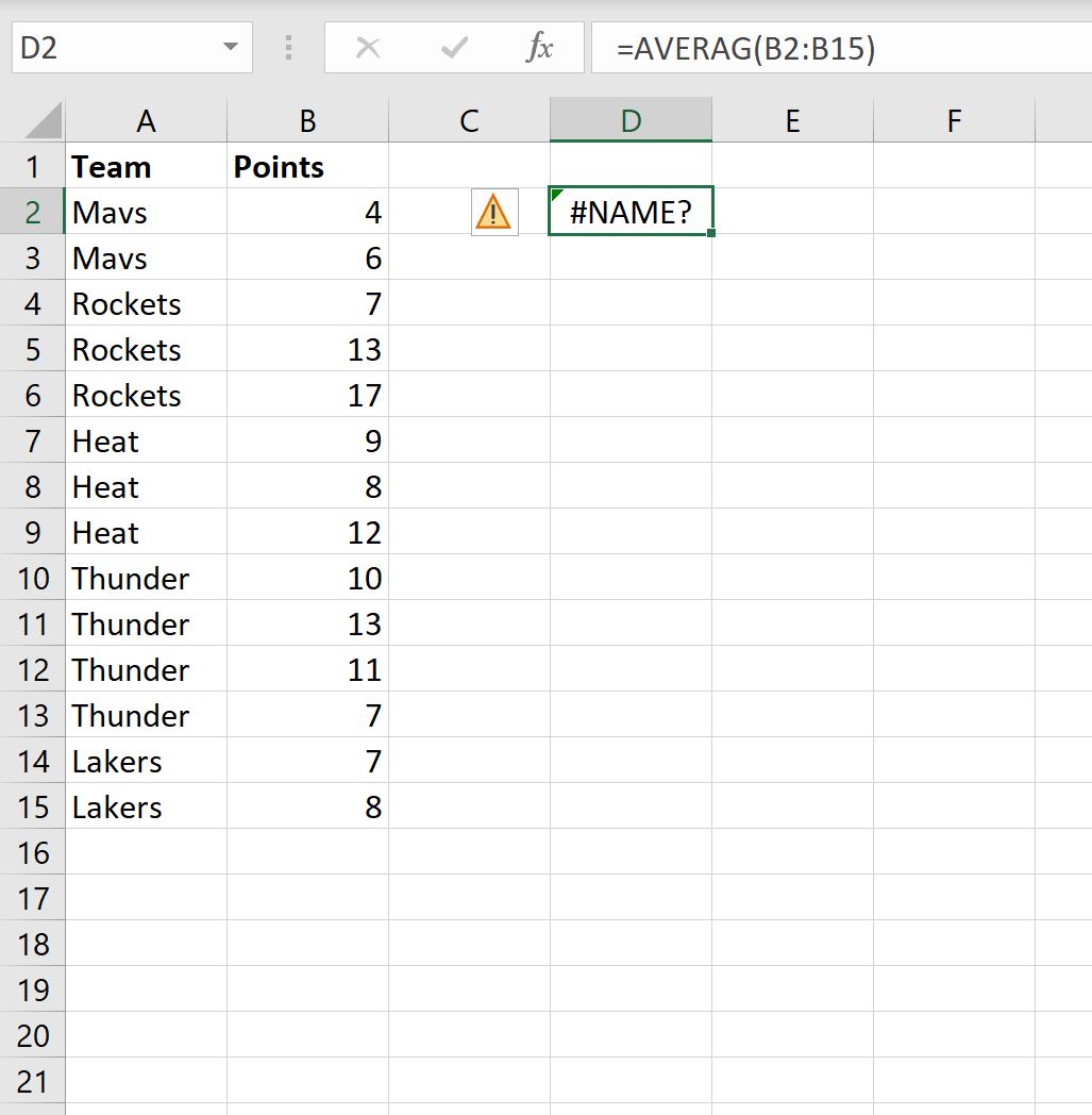 Cómo solucionar el error #NAME en Excel (3 ejemplos)