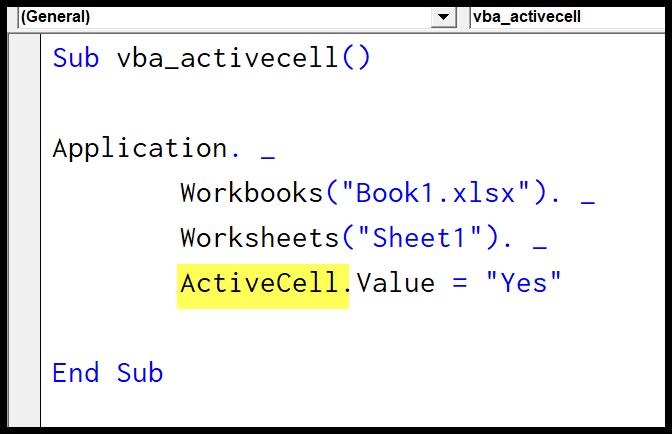 Cómo usar ActiveCell en VBA en Excel