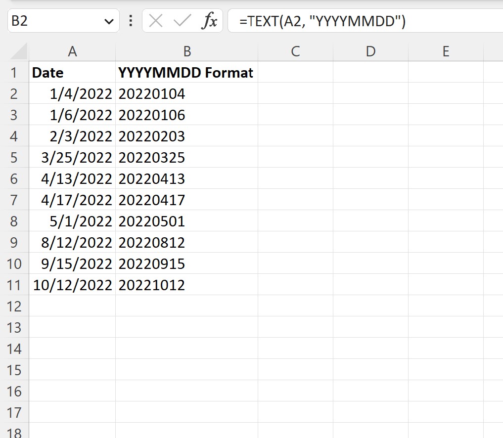 Excel: Cómo convertir la fecha al formato AAAAMMDD