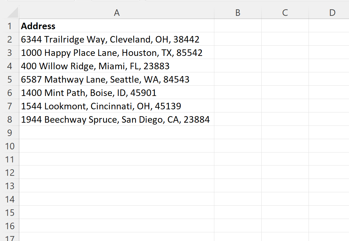 Excel: cómo dividir direcciones en varias celdas