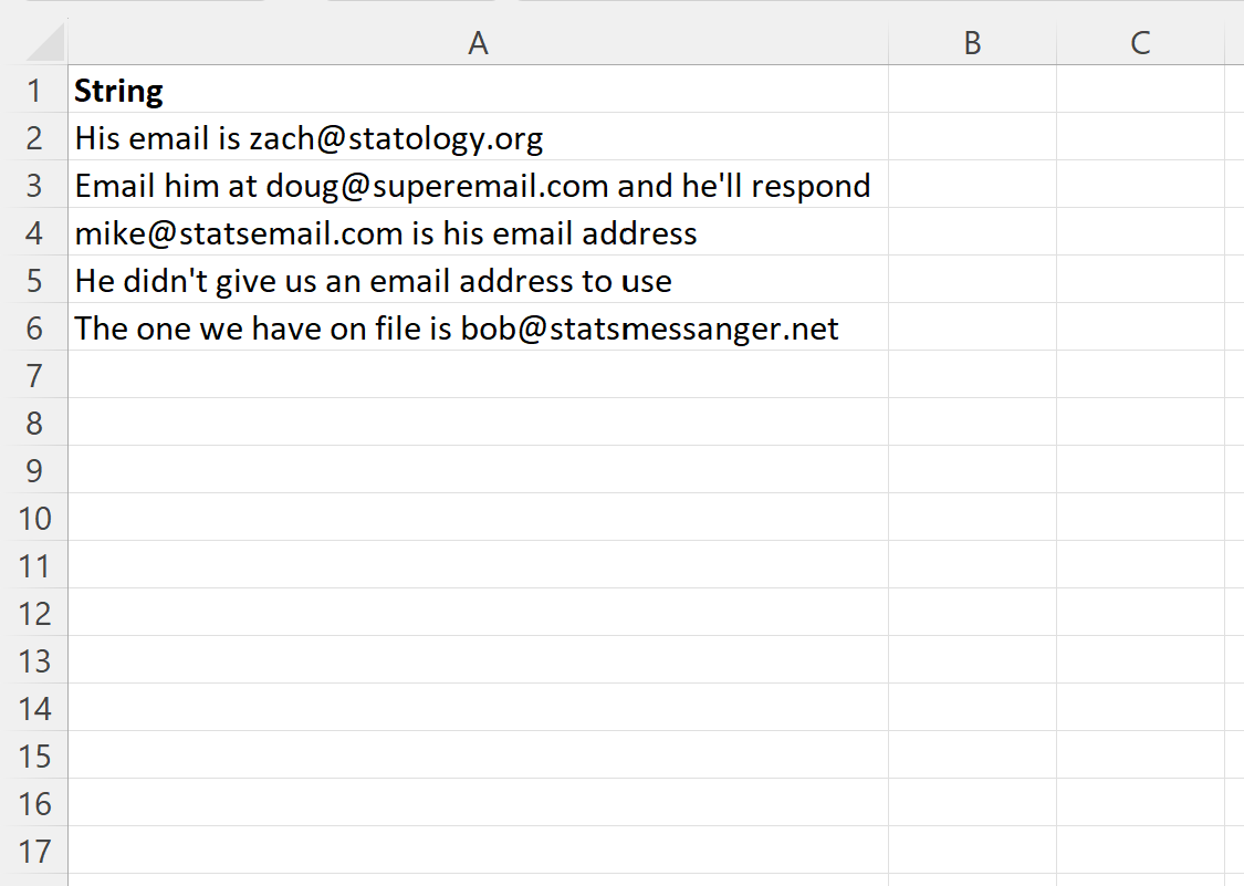 Excel: cómo extraer la dirección de correo electrónico de una cadena de texto