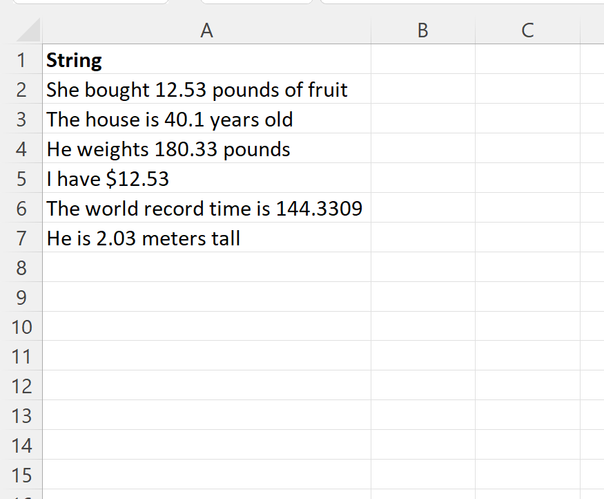 Excel: cómo extraer un número decimal de una cadena