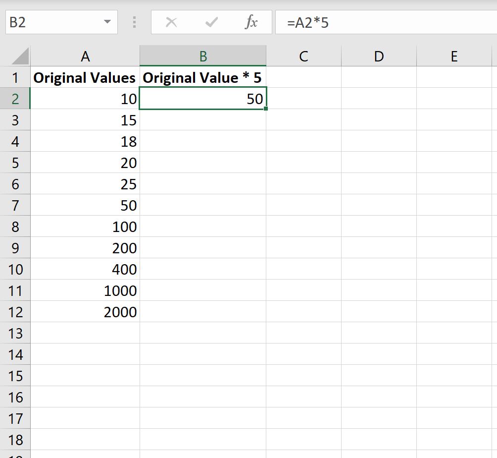 Excel: cómo multiplicar una columna por una constante