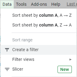 Filtrar datos en Google Sheets