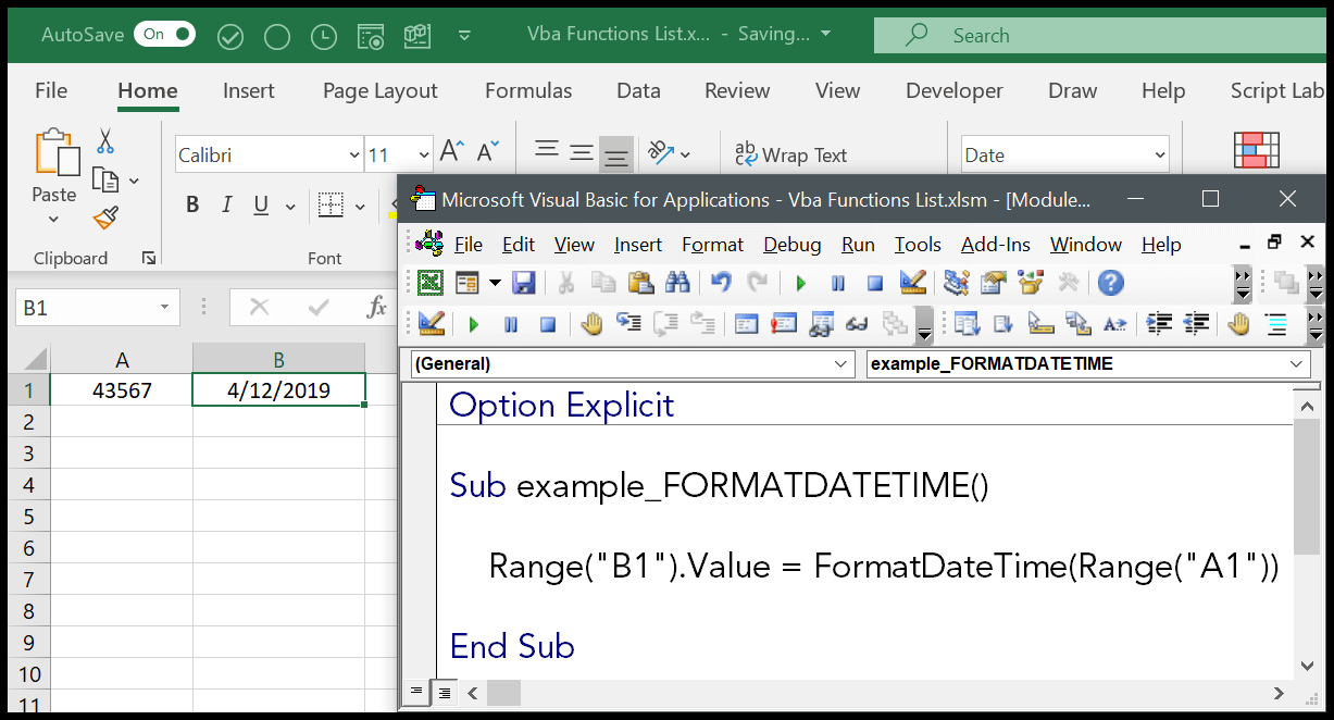 Función VBA FORMATDATETIME (Sintaxis + Ejemplo)