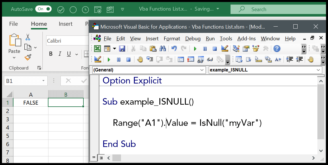 Función VBA ISNULL (Sintaxis + Ejemplo)