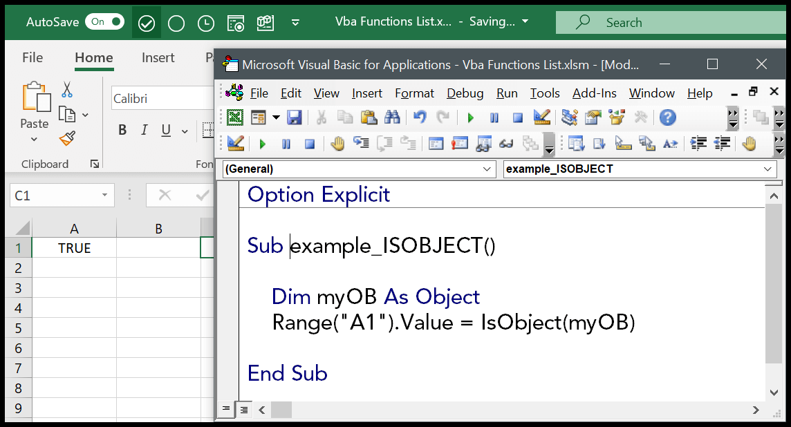 Función VBA ISOBJECT (Sintaxis + Ejemplo)