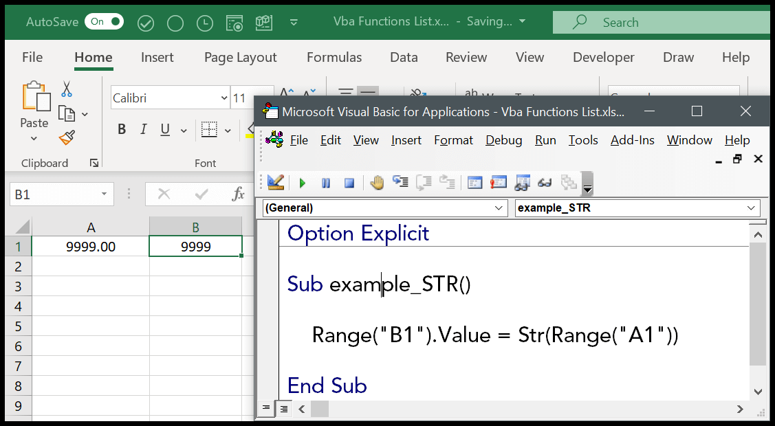 Función VBA STR (Sintaxis + Ejemplo)