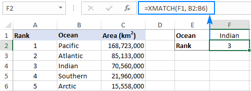 Función XMATCH de Excel con ejemplos de fórmulas