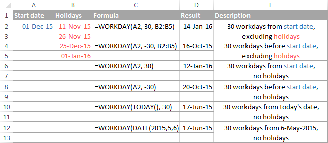 Funciones Excel WORKDAY y NETWORKDAYS para calcular los días laborables