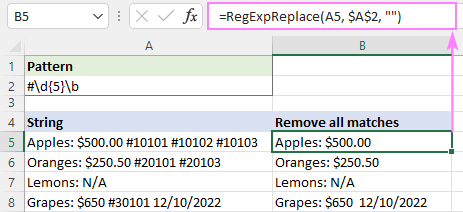 Regex para eliminar ciertos caracteres o texto en Excel