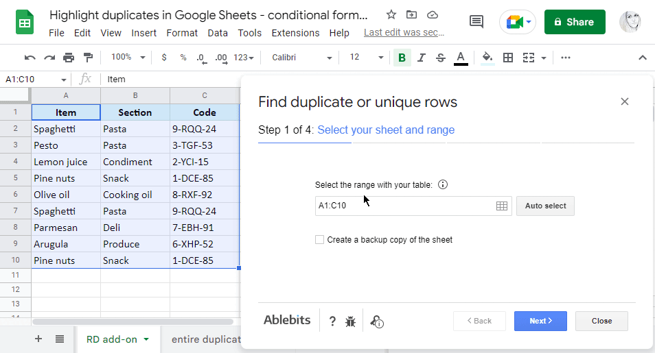 Resalte duplicados en Google Sheets: formato condicional versus complemento