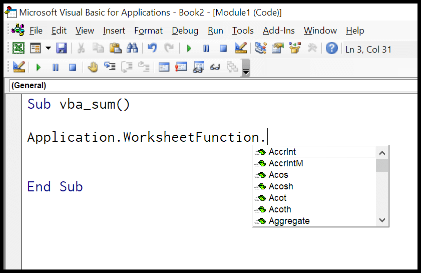 SUMA de Excel VBA (columna, rango dinámico, todas las celdas anteriores, celdas seleccionadas)