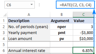 Uso de la función TASA en Excel para calcular la tasa de interés