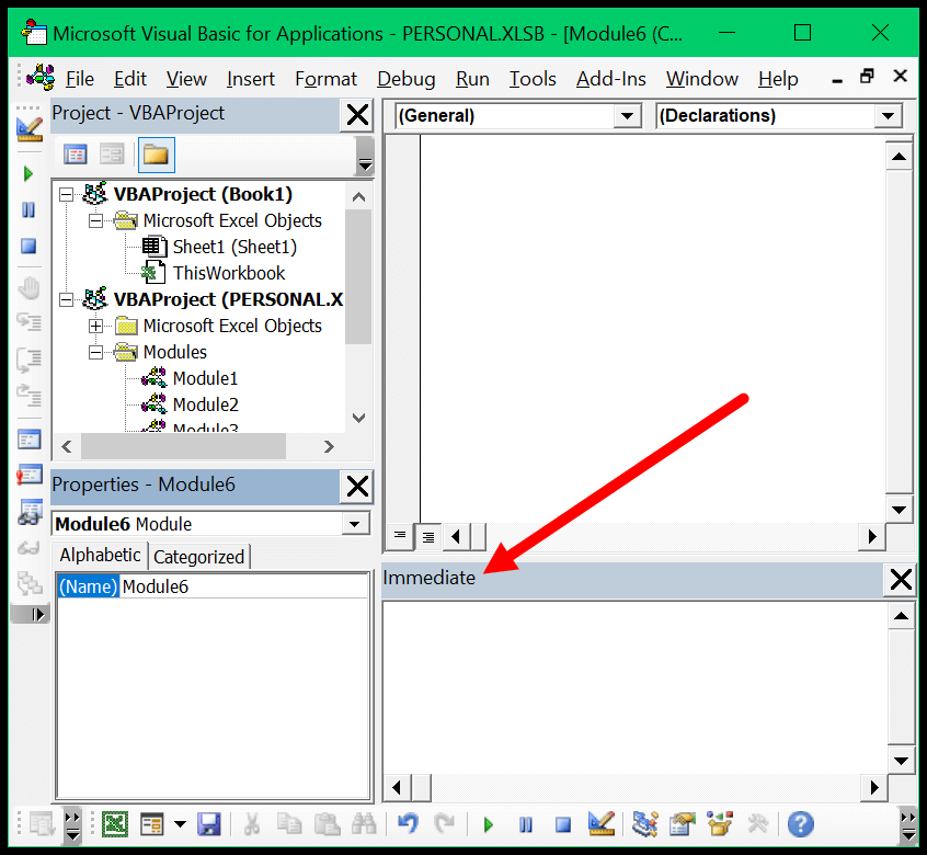 Ventana inmediata de VBA (Debug.Print)