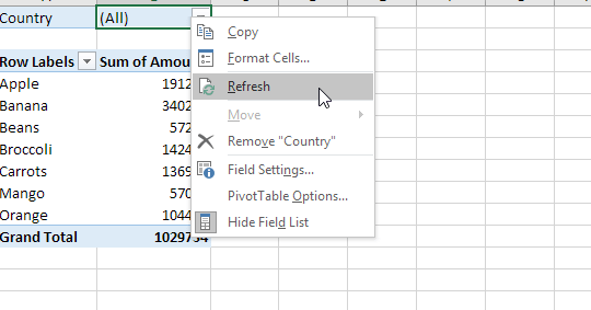 Actualizar una tabla dinámica en Excel (en sencillos pasos)