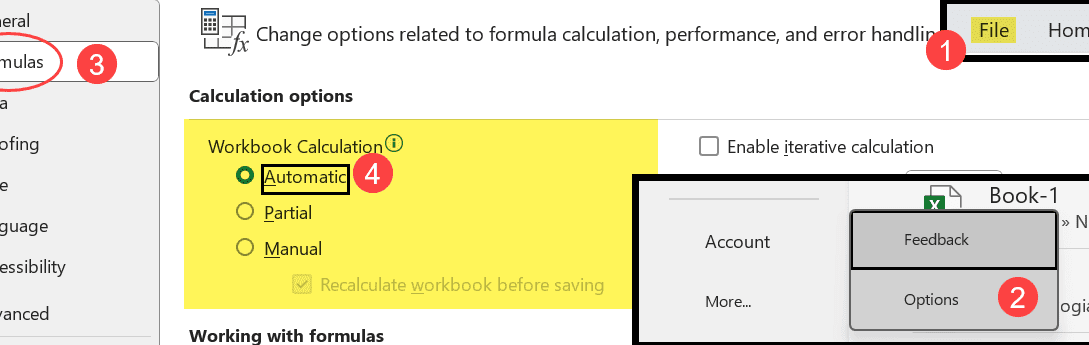 Actualizar fórmulas de Excel (corregir si no se calculan)